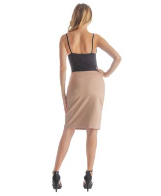 Petite Solid Color Elastic Waist Knee Length Pencil Skirt