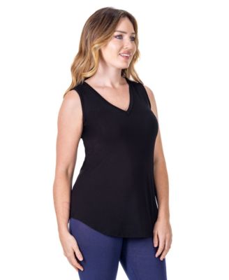 Petite V-Neck Tunic Tank Top with Round Hemline