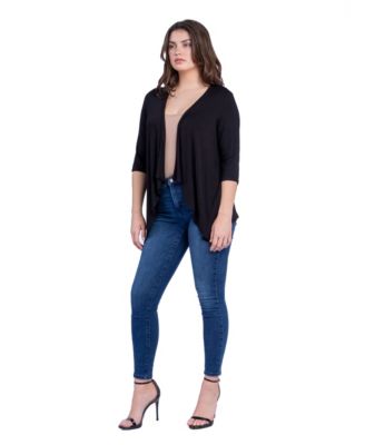 Petite Elbow Length Sleeve Open Cardigan Jacket