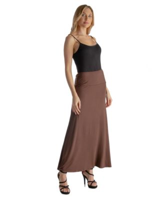Petite Elastic Waist Solid Color Maxi Skirt