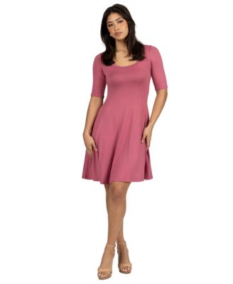 24seven Comfort Petite Apparel A Line Knee Length Dress Elbow Length Sleeves