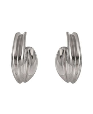 Post Silver Tone Hoop Earrings