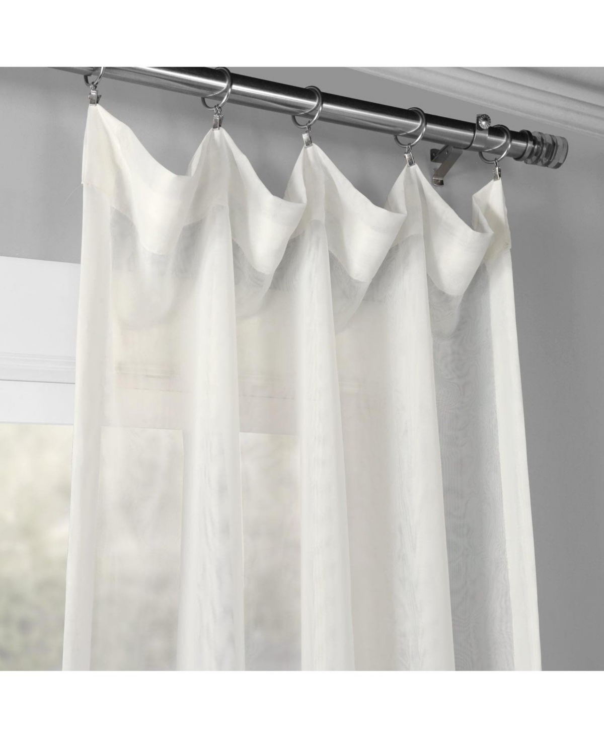 Half Price Drapes Double Layered Off White Sheer Curtain