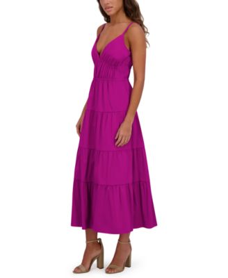 Women's Cotton-Blend Spaghetti-Strap Tiered Maxi Dress