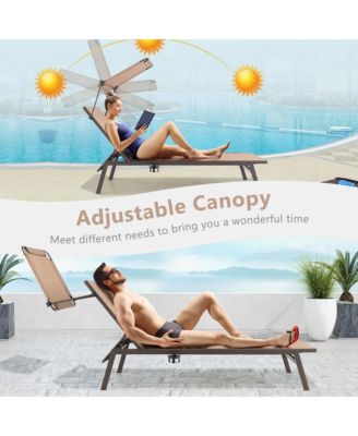 6-Position Recliner Lounge Outdoor Adjustable Reclining Chair Poolside