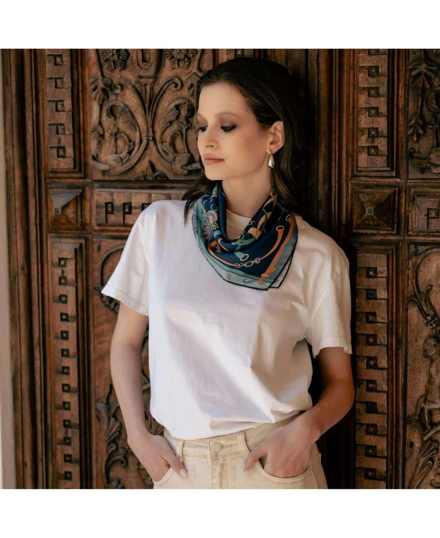 Женские аксессуары Elizabetta Camilla - Silk Bandana for Women, цвет: Синий — фото 6