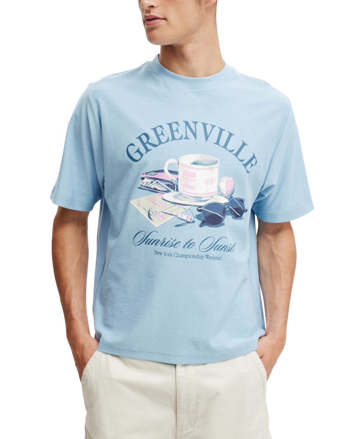COTTON ON MEN'S CROPPED GRAPHIC T-SHIRT 