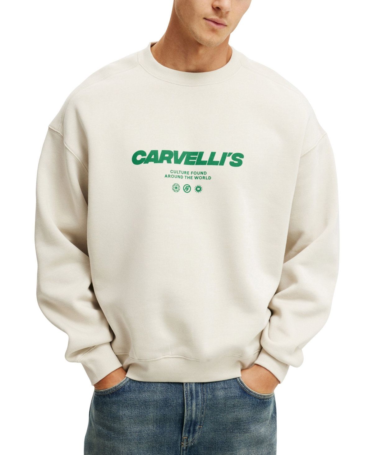 Cotton On Men's Box Fit Graphic Crew Sweater