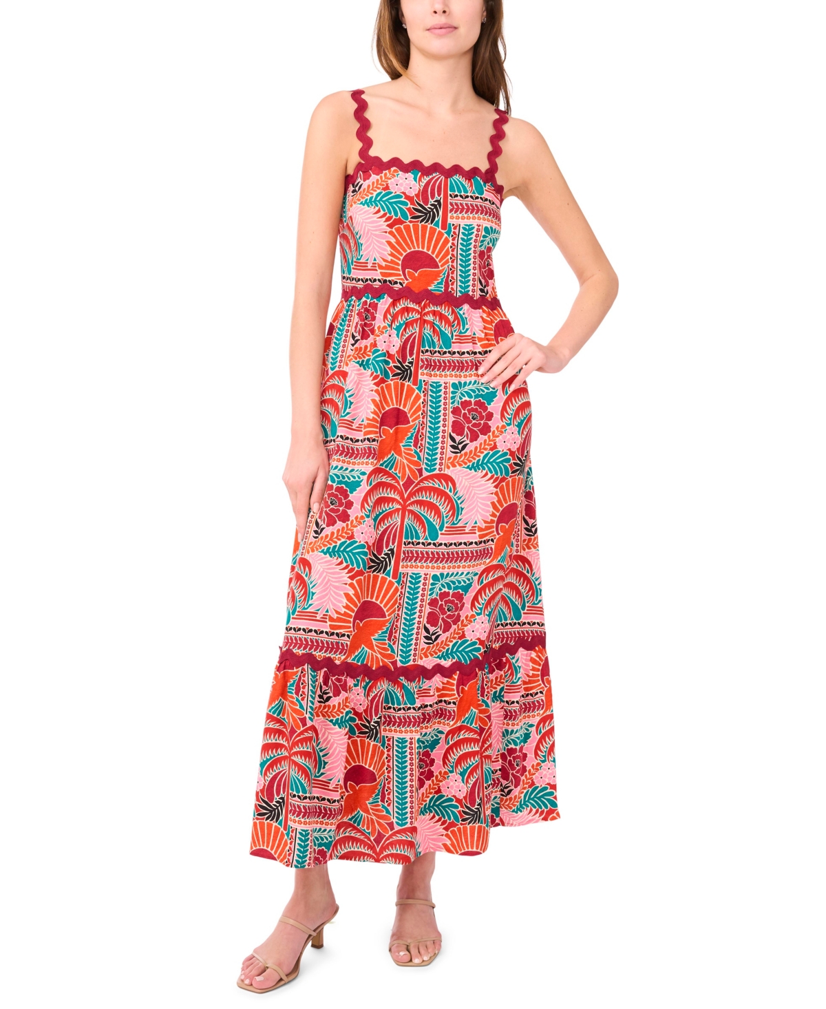 Msk Petite Sleeveless Square-neck Maxi Dress