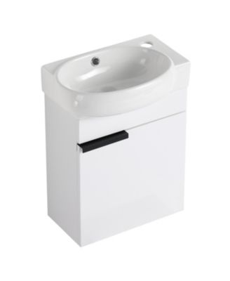 Soft Close Doors Bathroom Vanity With Sink, 16 Inch For Small Bathroom