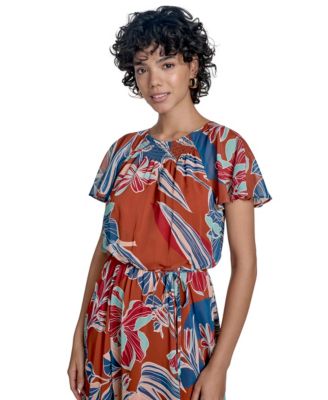 Petite Short-Sleeve Fit & Flare Dress