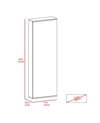 Baltimore Wall Mounted Shoe Rack with Mirror and Single Door, Holds 10 Pairs