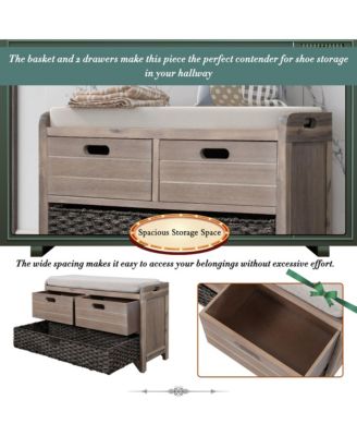 Streamdale Fully Assembled Shoe Bench with Storage and Basket