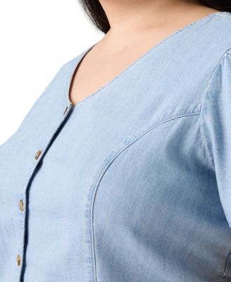 Plus Size Moxie Cotton Denim Blouse