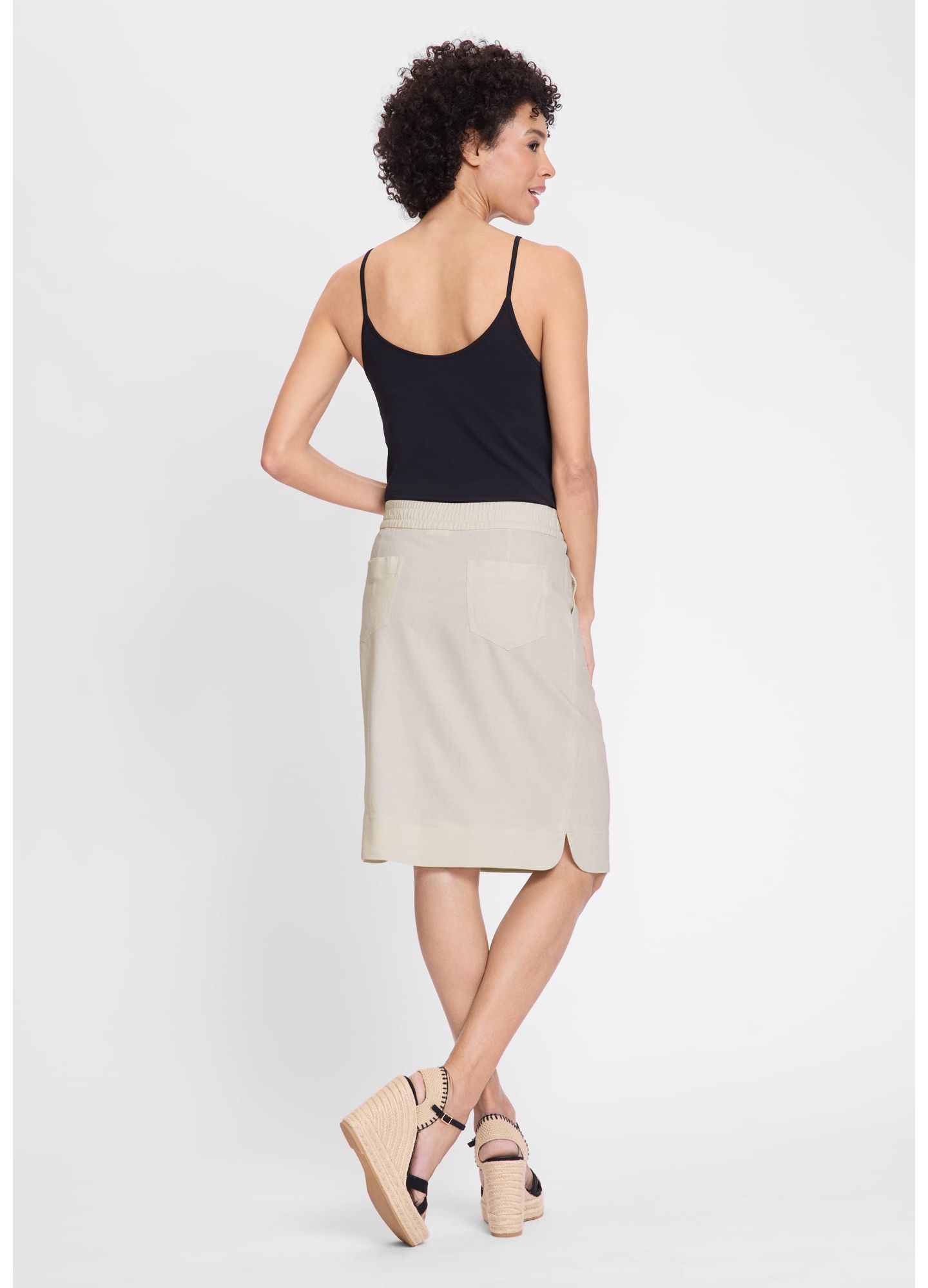Женская юбка Olsen Linen Blend Pull-On, цвет: Холщовый бежевый — фото 6