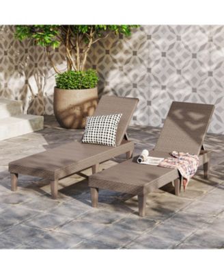 Outdoor Chaise Lounger Chair with Waterproof Rattan Textured PP Surface