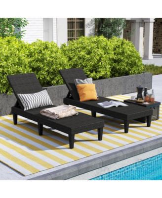 Rattan Textured PP Surface Waterproof Outdoor Chaise Lounger Chair
