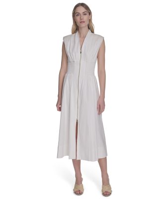 Vince Camuto - Women's Cotton Zip-Front Midi Dress