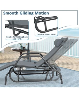 Patio Chaise Lounge Glider Recliner Chair Adjustable Sturdy Metal Frame Outdoor