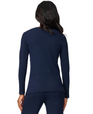 Petite Ribbed-Knit V-Neck Tunic & Pant Sweater Set