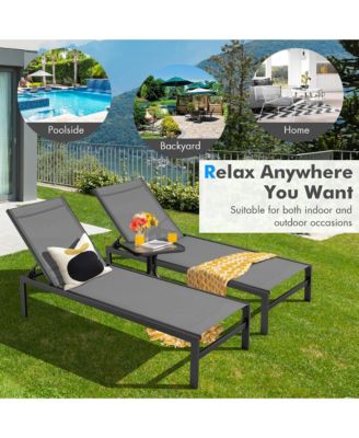 Patio Chaise Lounge Outdoor Adjustable Lounge Chair W/ 6-Position Backrest