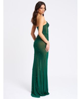 Women's Fatima Green Crystal Sleeveless Corset Mermaid Maxi Dress