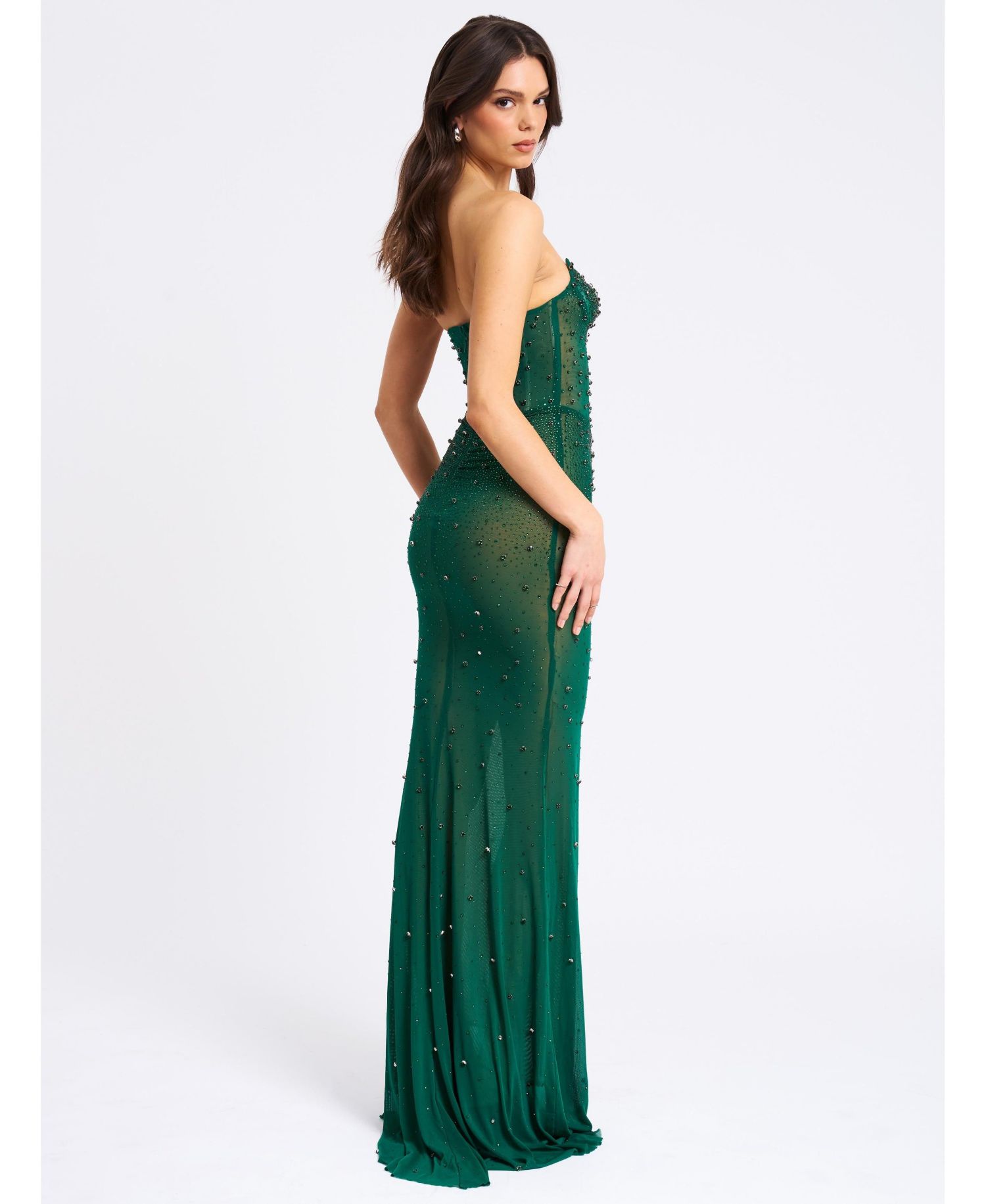 Women's Fatima Green Crystal Sleeveless Corset Mermaid Maxi Dress