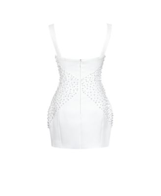 Women's Tais Pearl Beaded Cocoon Shape Sleeveless Mini Dress
