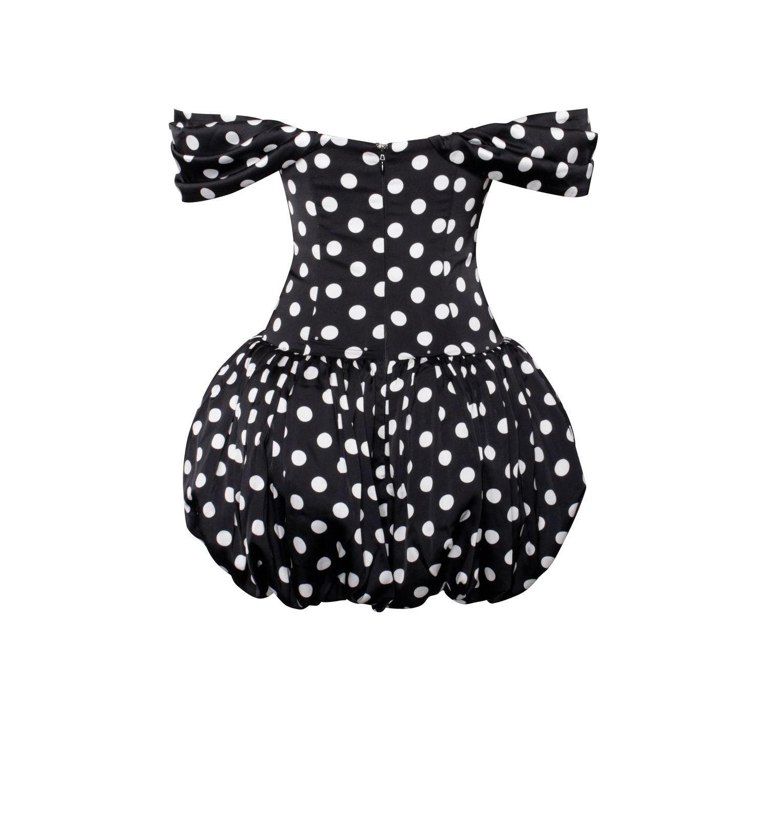 Women's Umika Black Polka Dots Bubble Hem Mini Dress