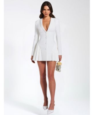 Women's Delia White Blazer Dress with Pleated Detail