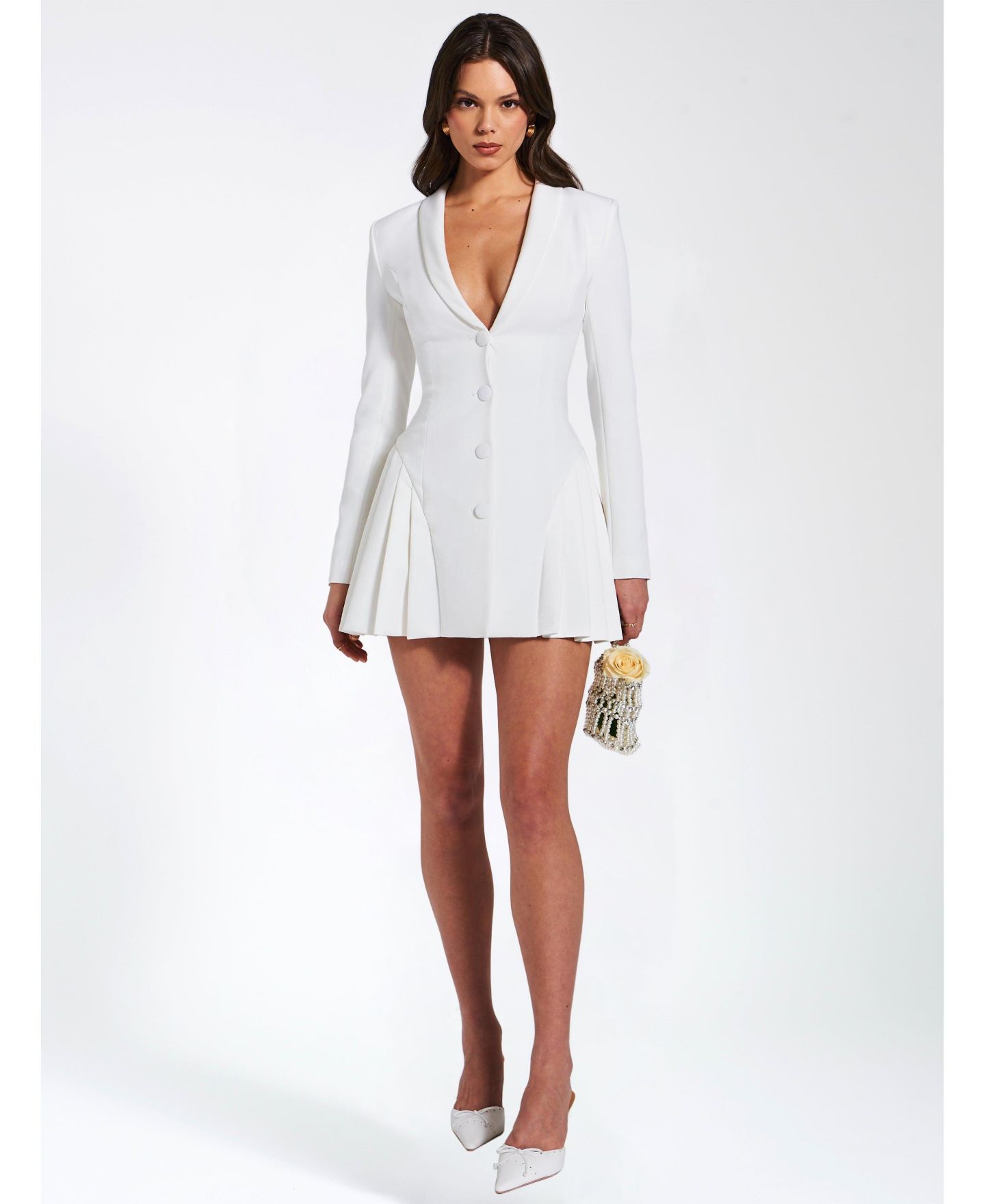 Женское платье Miss Circle Delia White Blazer Dress with Pleated Detail, цвет: Белый — фото 5