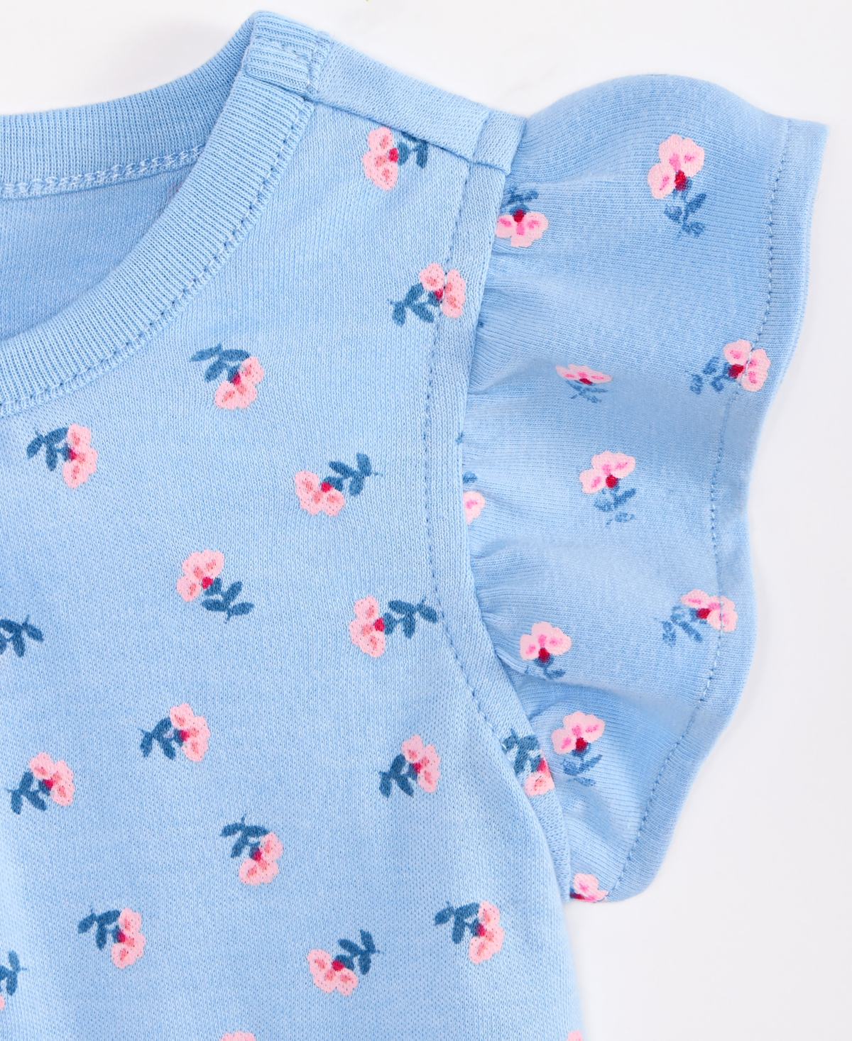 First Impressions Baby Girls Flutter Sleeve 3-24 Month Floral T-shirt, Exclusively At Macy's In Blue