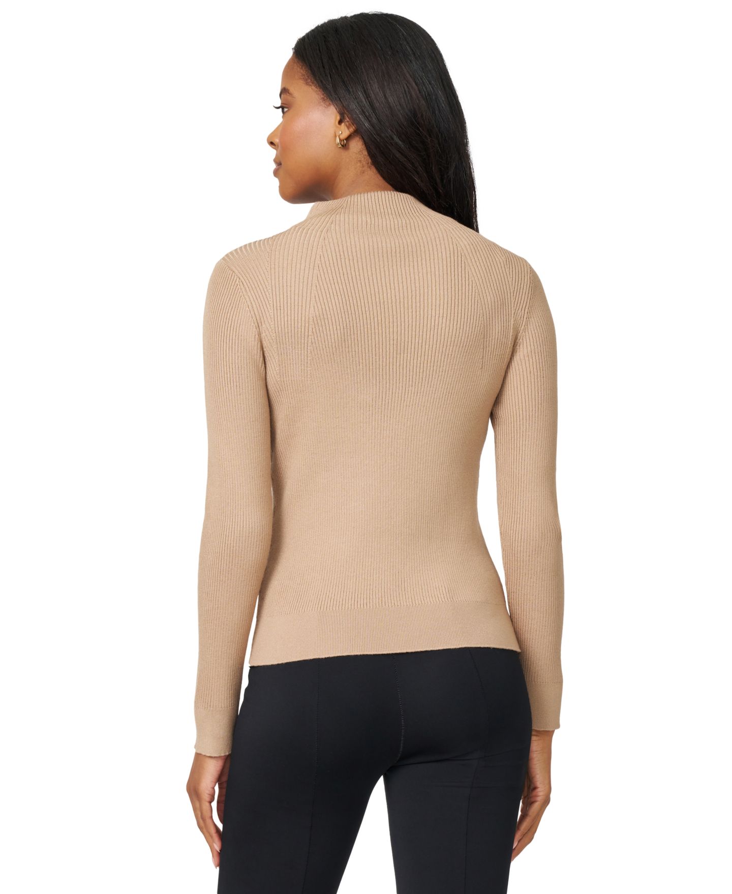 Женский свитер Melissa Paige Petite Mock-Neck Rib-Knit, цвет: Верблюжий — фото 2