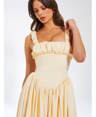 Women's Noreen Egg White Satin Drop Waist Maxi Sundress