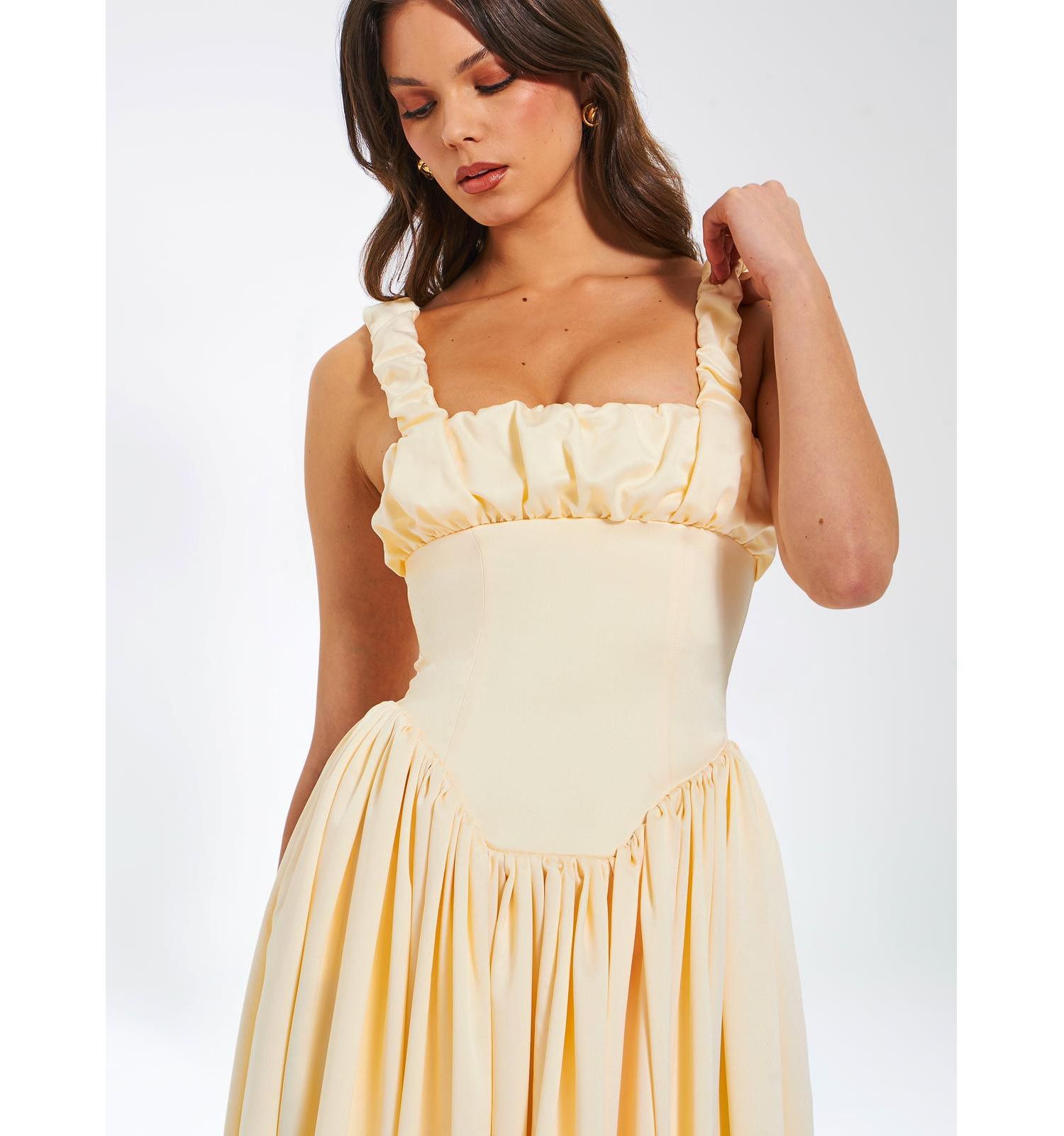 Women's Noreen Egg White Satin Drop Waist Maxi Sundress