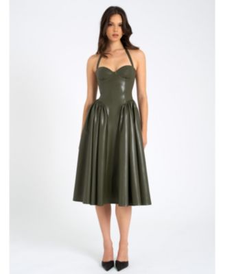 Women's Eliana Olive Faux Leather Dress