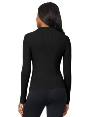 Petite Funnel-Neck Ribbed Pullover Sweater