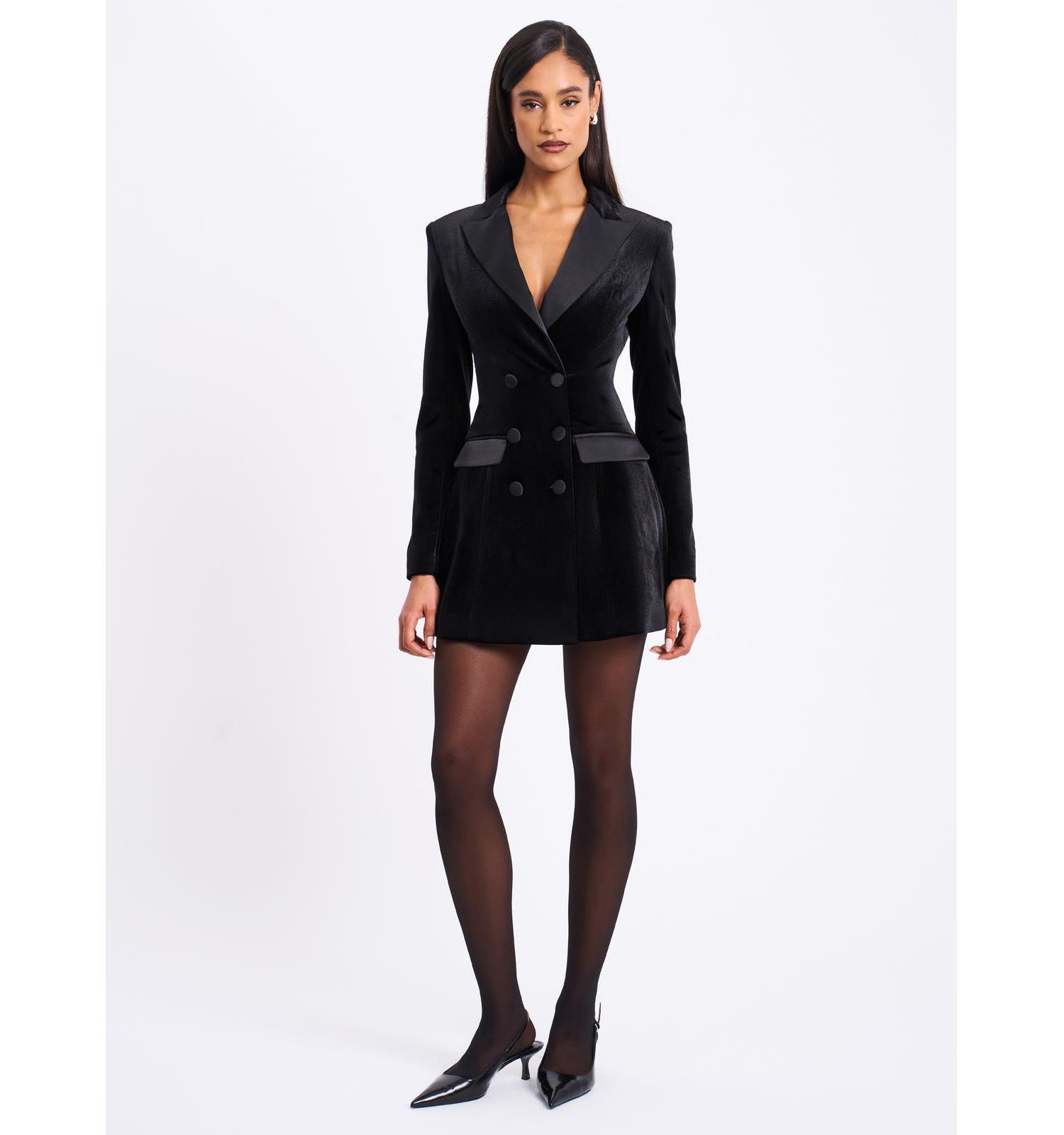 Women's Calista Black Velvet Blazer Mini Dress