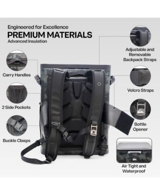 Quiksilver Coastal Collection Zipperless 48-72H 5 Layer Insulated Sweat Free Backpack Cooler with Air Sealed Lid
