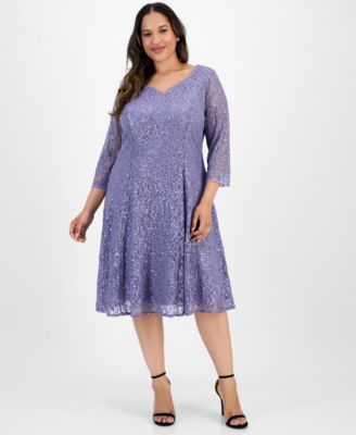 SL Fashions - Plus Size Sequined Lace Dress