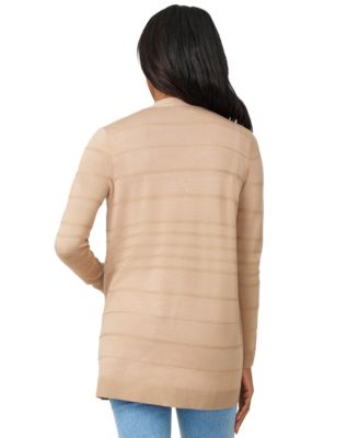 Petite Textured-Stripe Open-Front Cardigan Sweater