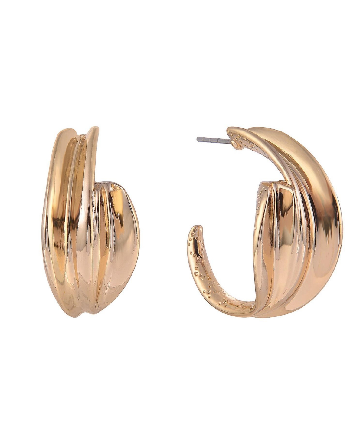 Gold Tone Post Hoop Earrings - Gold