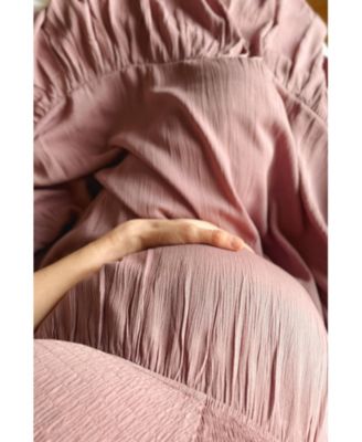 Maternity Ivory Smocked V-Neck Midi Dress