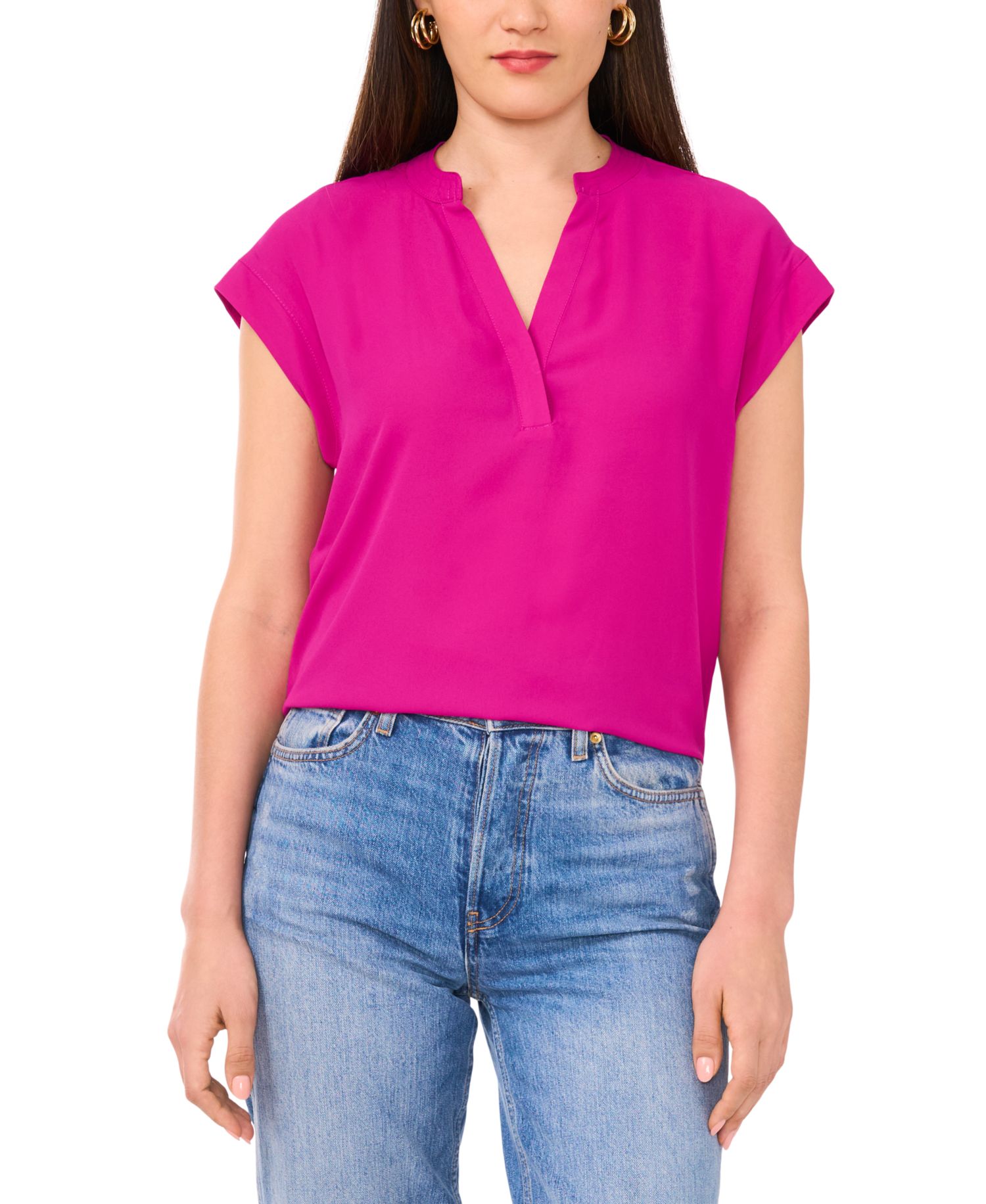 Women's V-Neck Short-Sleeve Pullover Top