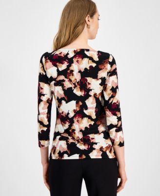 Women's Printed Hardware-Trim Top