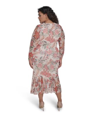 Plus Size Long-Sleeve Mesh Bodycon Dress