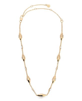 Oval Dome Baguette Crystal Chain Necklace