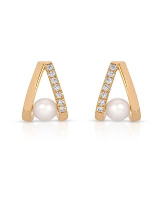 Pave and Mother of Pearl Drop Earrings