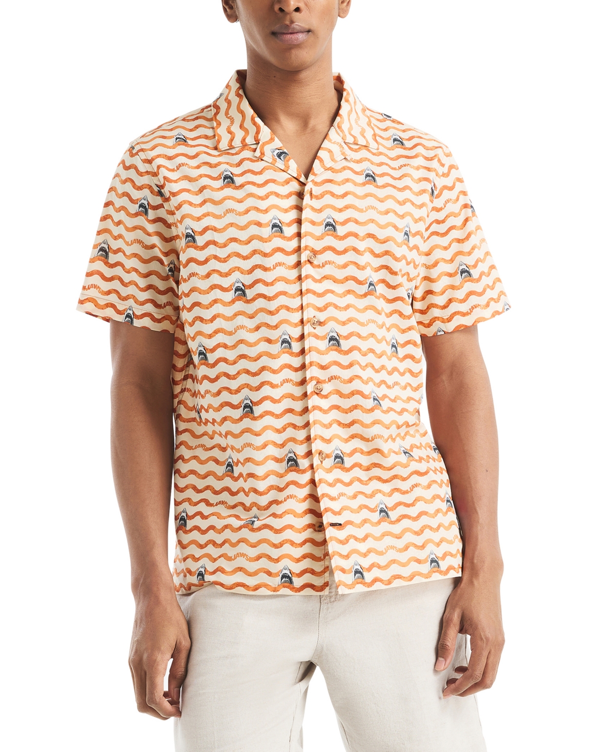 Nautica Jaws X  Men's Classic-fit Printed Button-down Camp Shirt