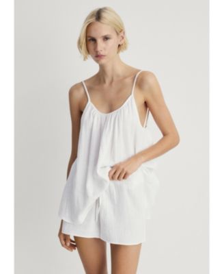 MANGO - Women's Plain Cotton Pajama Shorts